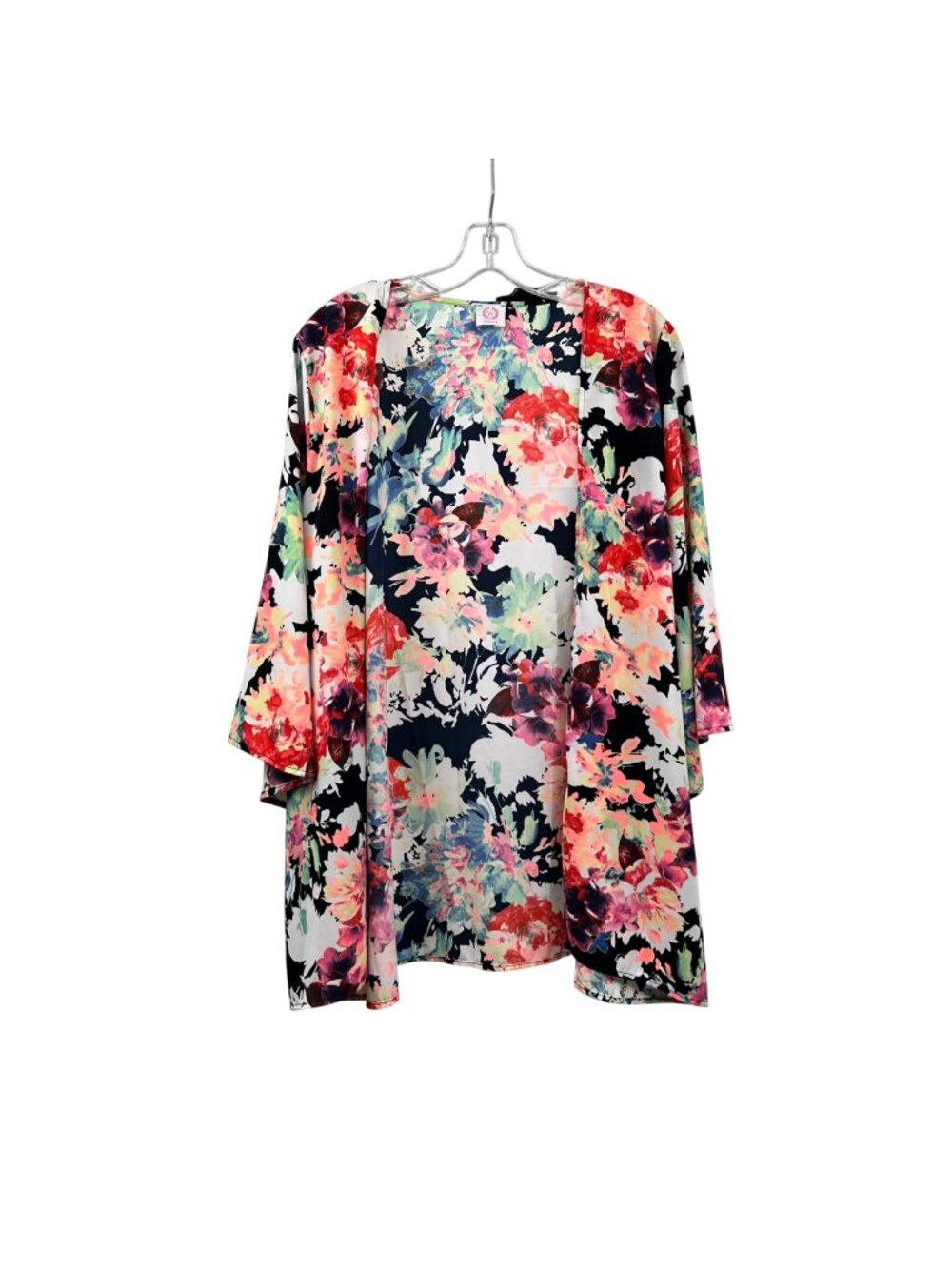 Wanna B Womens Floral Open Front Top 3/4 Sleeve Lightweight Size XL - Picture 1 of 9